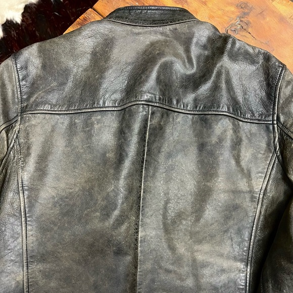 Lucky Brand Bonneville leather jacket. Heavy patina vintage black. - Picture 6 of 6
